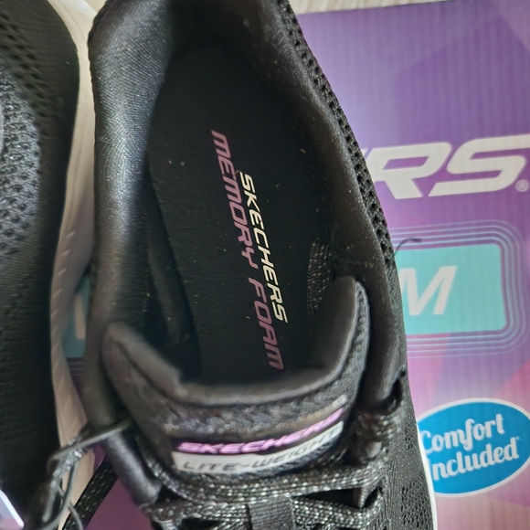 Women's skechers Bob's Squad Chaos shoes size 7 black/white - Picture 10 of 12